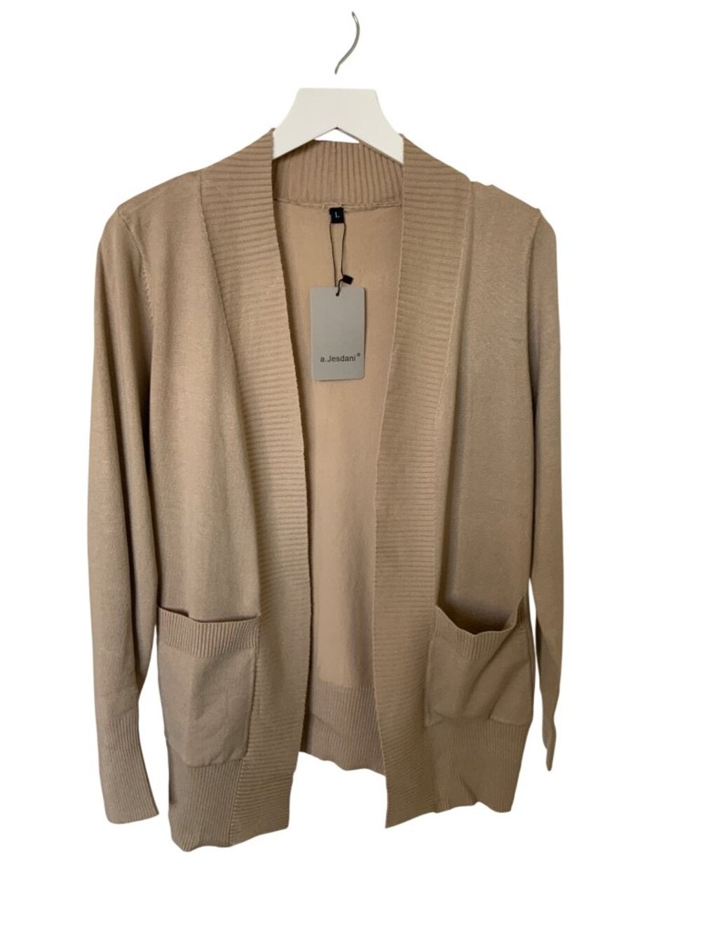 A.Jesdani Ribbed Open Front Cardigan With Pockets